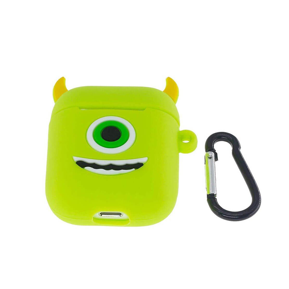 Мультяшный силиконовый чехол для AirPods с карабином iLoungeMax Big Eyes Monsters Зеленый