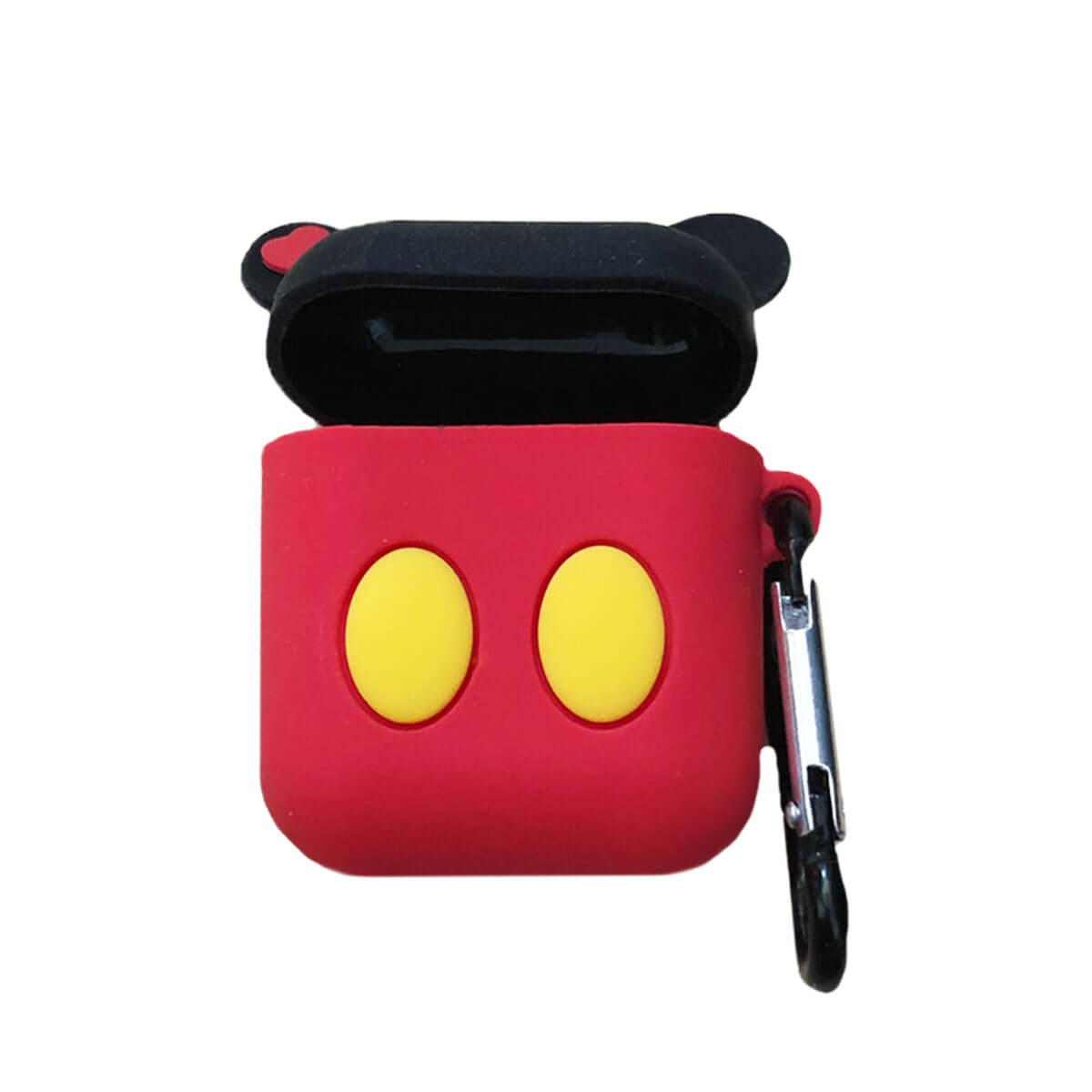 Мультяшный силиконовый чехол для AirPods с карабином iLoungeMax Mickey Mouse Черный