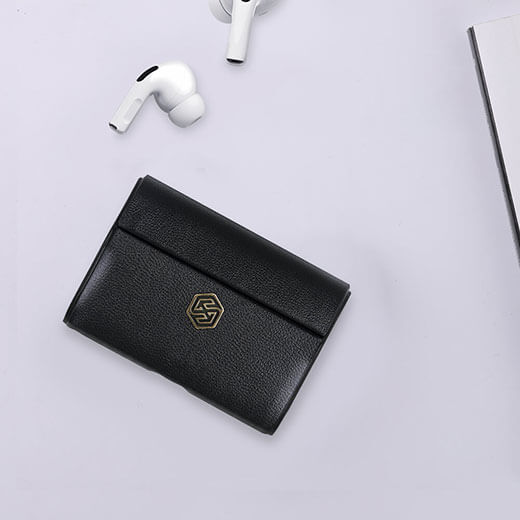 Черный кожаный чехол для AirPods Pro Nillkin Leather Protective Сase