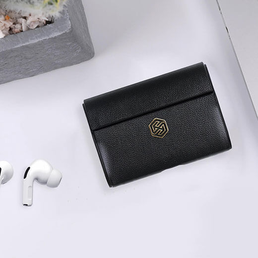 Черный кожаный чехол для AirPods Pro Nillkin Leather Protective Сase