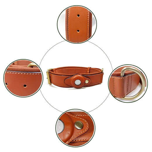 Ошейник для собак с держателем для AirTag iLoungeMax Leather AirTag Dog Collar размер 41 – 58 × 4 см