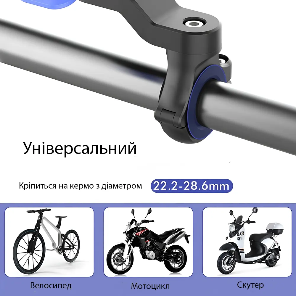 Антивибрационный держатель телефона (до 7,2") для велосипеда/мотоцикла на руль, защита при падениях | iLoungeMax Bike Holder Blue