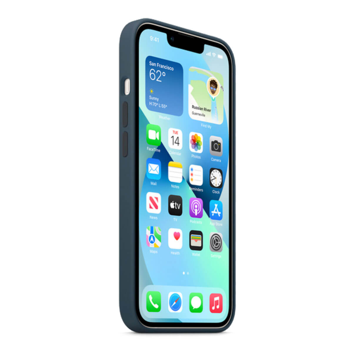 Силіконовий чохол Apple Silicone Case MagSafe Abyss Blue (MM213) для iPhone 13 mini має гарний зовнішній вигляд