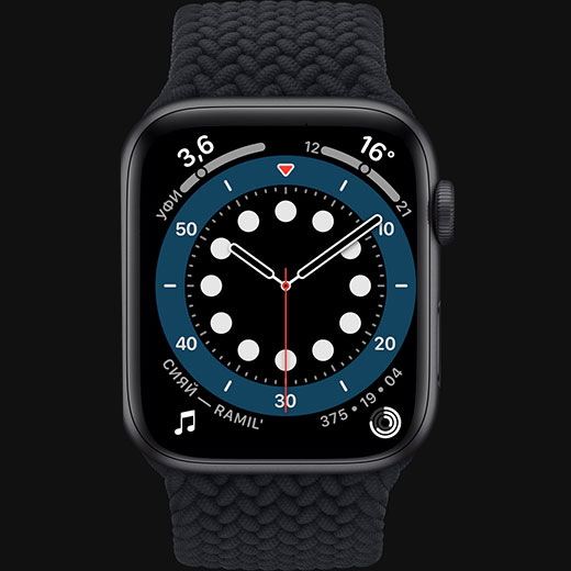 Смарт-часы Apple Watch Series 6 GPS, 44mm Space Gray Aluminum Case with Black Sport Band (M00H3)