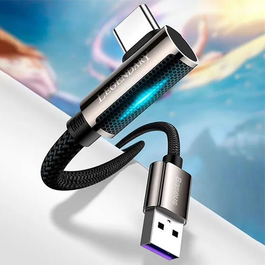 Зарядный кабель Baseus Cable Legend Series Elbow Fast Charging USB to Type-C 66W 2m прочность и практичность