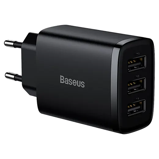 Новинка - зарядний пристрій Baseus Compact Charger 3-USB 17W Black