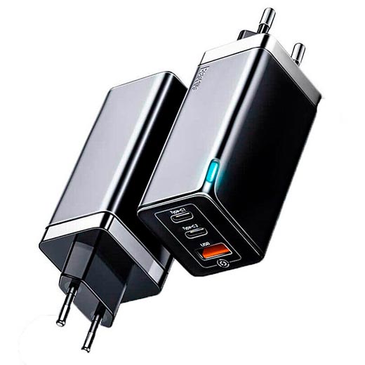 Быстрое зарядное устройство Baseus GaN Charger 65W Fast Charger для MacBook / iPhone (Black)
