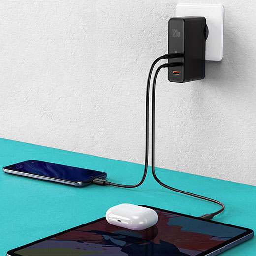 Зарядний пристрій Baseus GaN Mini Quick Charger 120W 2 Type-C USB Cable Type-C to Type-C 5A купити