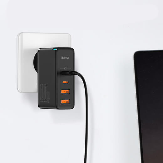 Быстрое сетевое зарядное устройство Baseus GaN2 Pro Fast Charger 2 Type-C + 2 USB-A Black 100W