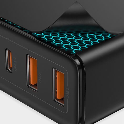Быстрое сетевое зарядное устройство Baseus GaN2 Pro Fast Charger 2 Type-C + 2 USB-A Black 100W