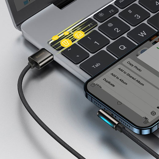 Прочный универсальный зарядный кабель Baseus Legend Series Elbow Fast Charging Data Cable USB to Lightning