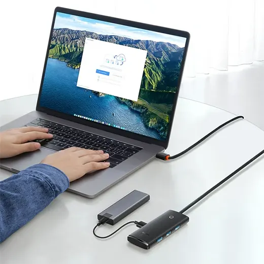 Купить хаб (адаптер) Baseus Lite Series 4-Port USB Type-C HUB to USB-A 3.0 1m Black