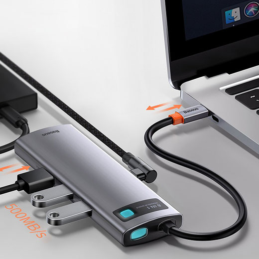 Хаб Baseus Metal Gleam Multifunctional 8 in 1 Type-C PD Grey якість