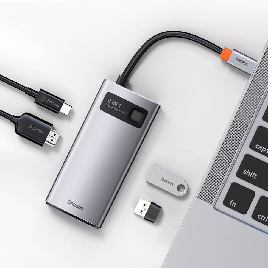 Хаб (адаптер) Baseus USB-C Metal Gleam Series 4-in-1 для MacBook | iMac | iPad купить