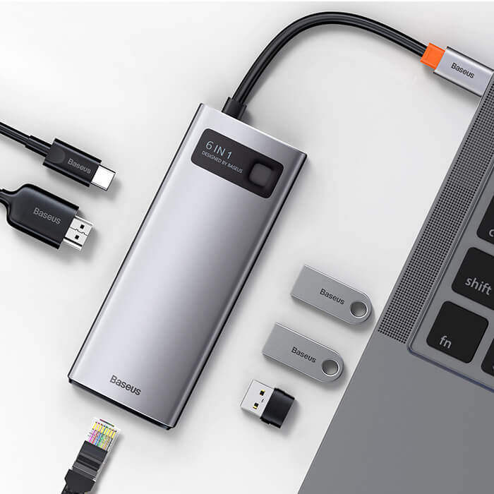 Купить хаб (адаптер) Baseus USB-C Metal Gleam Series 6-in-1 для MacBook | iMac | iPad в Киеве