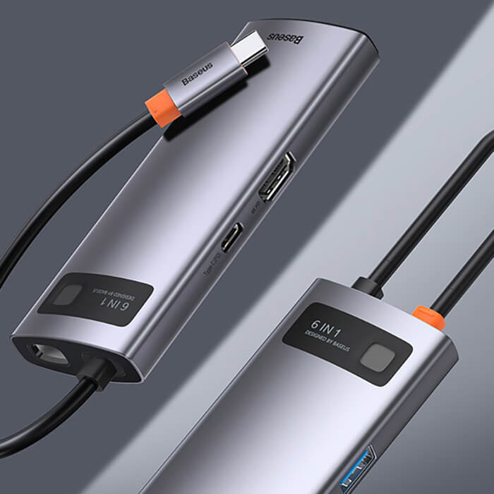 Купить новый хаб (адаптер) Baseus USB-C Metal Gleam Series 6-in-1 для MacBook | iMac | iPad