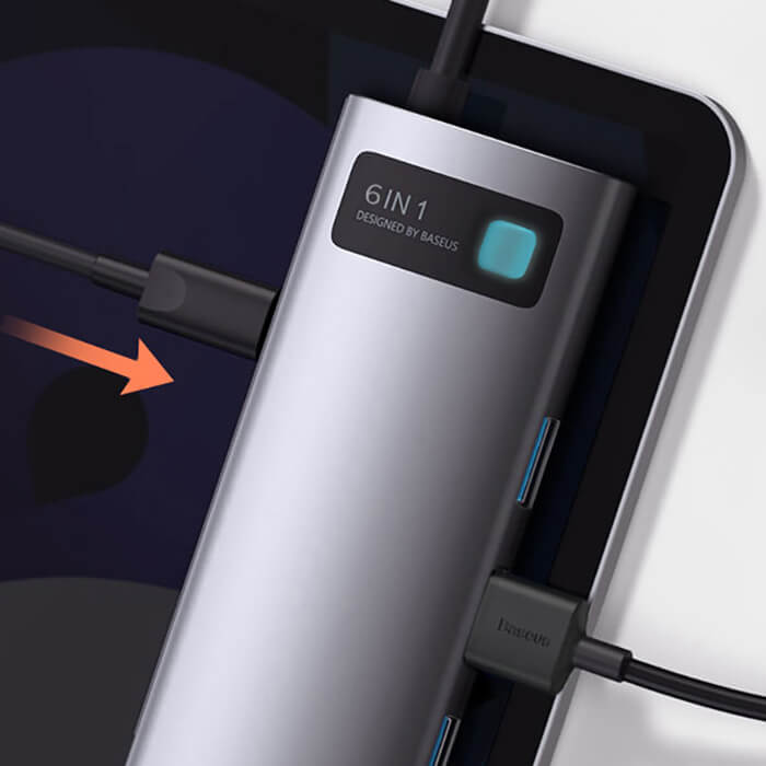 Купить хаб (адаптер) Baseus USB-C Metal Gleam Series 6-in-1 для MacBook | iMac | iPad в Киеве по низкой цене