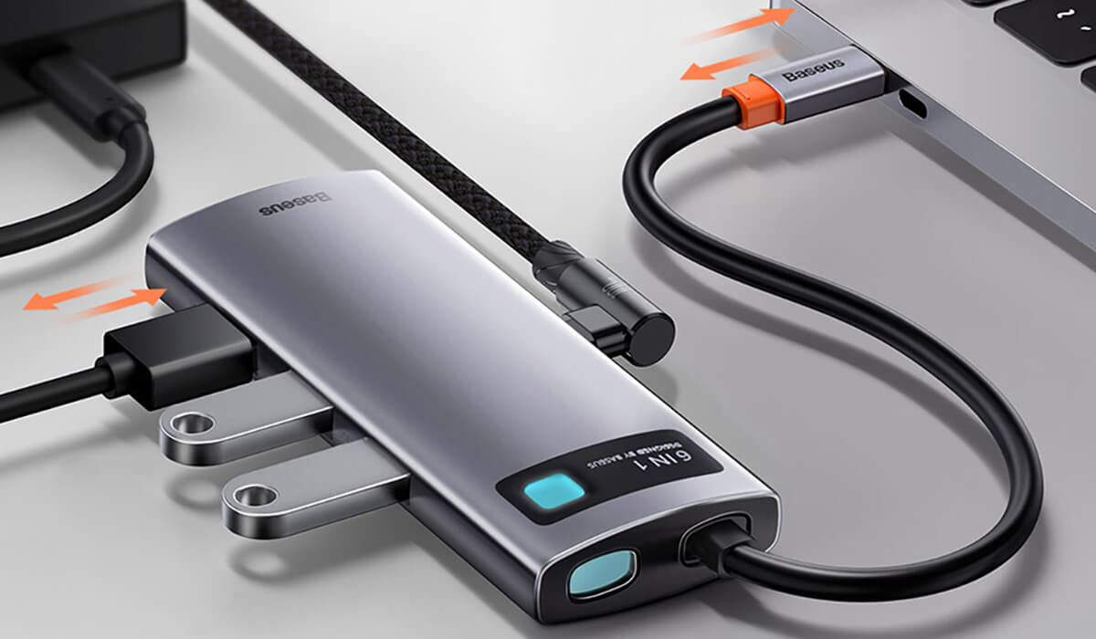 Купить хаб (адаптер) Baseus USB-C Metal Gleam Series 6-in-1 для MacBook | iMac | iPad