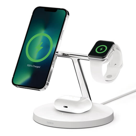Швидка зарядка Belkin 3-in-1 Wireless Charger with MagSafe 15W Black 2022 для iPhone | AirPods | Apple Watch