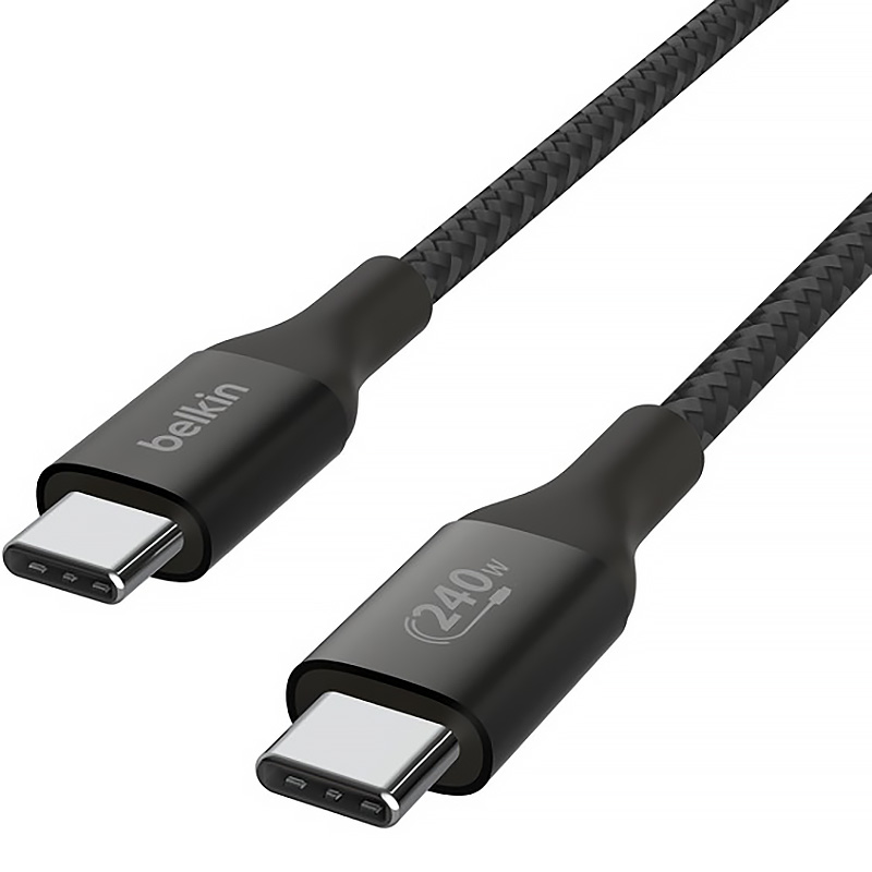 Кабель Belkin Boost USB-C/USB-C 240W, чорний з посиленими концевиками