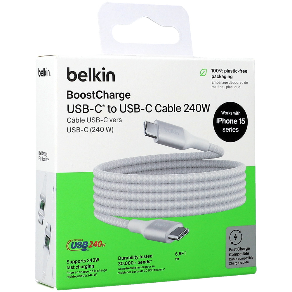 Kabel Belkin Boost USB-C/USB-C 240W, biały