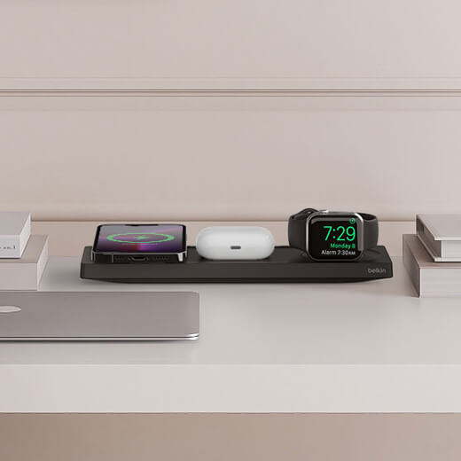 Новая док-станция Belkin BOOST↑CHARGE™ PRO 3-in-1 Wireless Charging Pad MagSafe Black для iPhone | AirPods | Apple Watch + EU адаптер