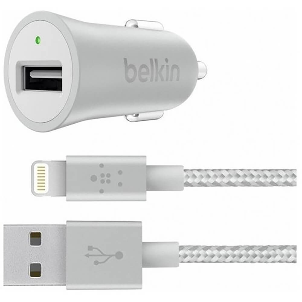 Автомобильное зарядное устройство Belkin Mixit Metallic Car USB 2.4A + Lightning Cable