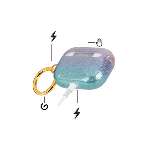Блестящий силиконовый чехол с кольцом карабином Case-Mate Crystal для AirPods Pro
