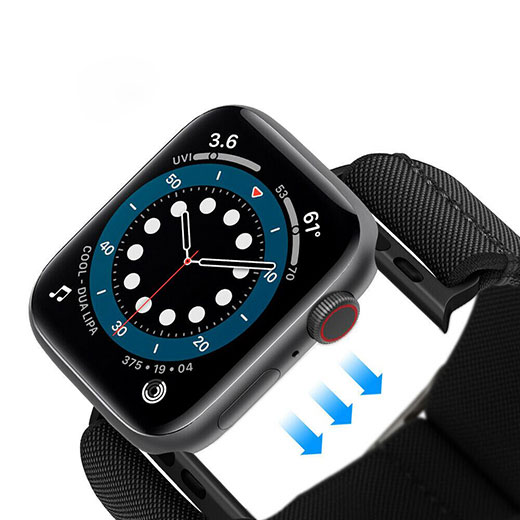 Черный нейлоновый ремешок Spigen Band Lite Fit Black для Apple Watch Series 6 | 5 | 4 | SE (44mm)