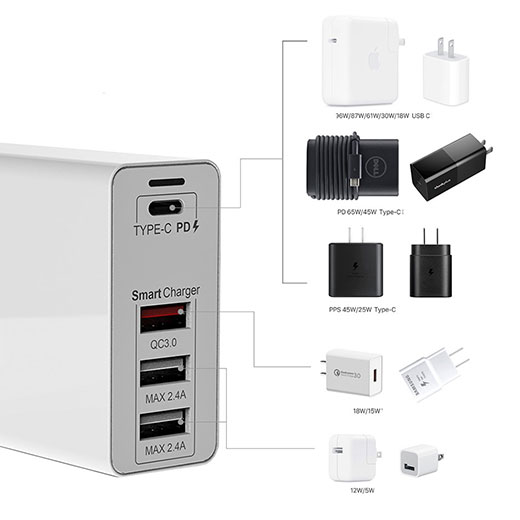 Зарядное устройство CP 100PD Type-C PD + QC3.0 + 2 USB для MacBook, Loptop, Phone 100W Black