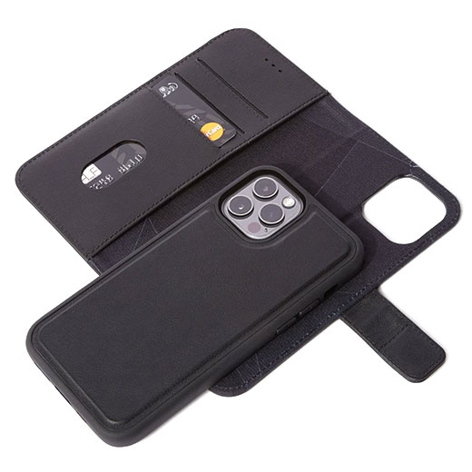 Кожаный чехол-книжка Decoded Detachable Wallet Black для iPhone 12 | 12 Pro цена