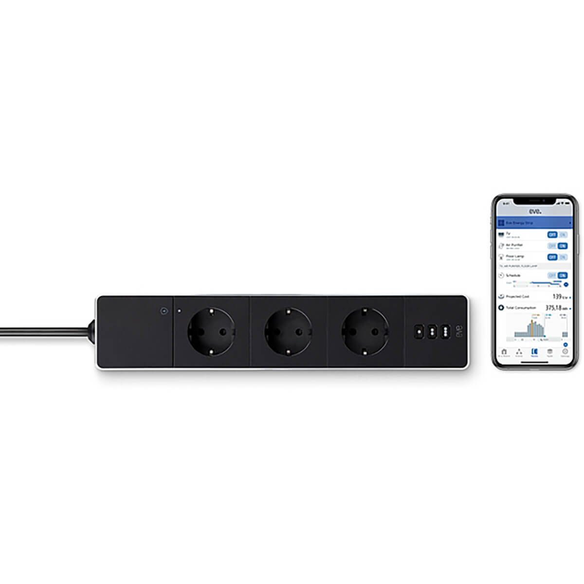Умный сетевой удлинитель Elgato Eve Energy Strip Apple HomeKit