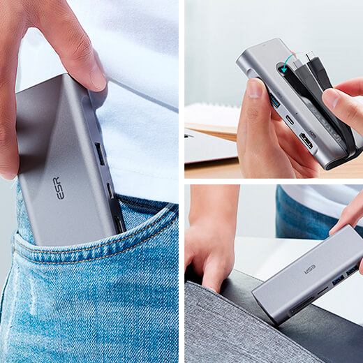 Хаб ESR 8-in-1 Portable USB-C Hub Grey цена
