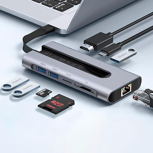 Хаб ESR 8-in-1 Portable USB-C Hub Grey купить