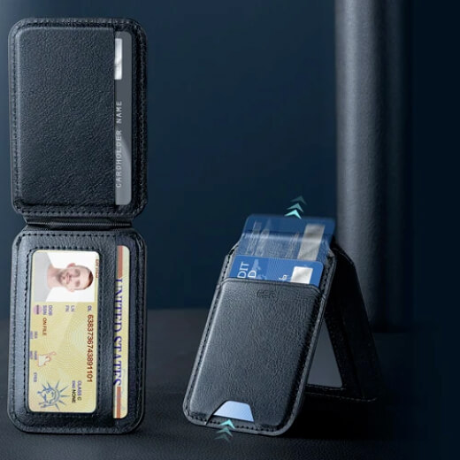 Кожаный чехол-бумажник ESR HaloLock Vegan Leather Wallet MagSafe Stand Black для iPhone 14 | 13 | 12 цена