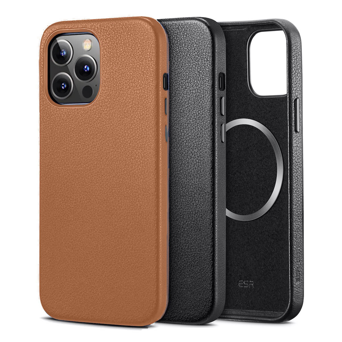 Кожаный чехол Совместим MagSafe ESR Metro Leather with HaloLock Black для iPhone 13