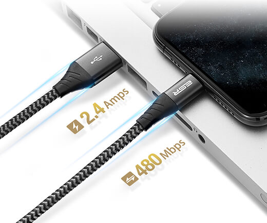 Кабель ESR Nylon Braided MFI Lightning to USB 1m для iPhone/iPad/AirPods