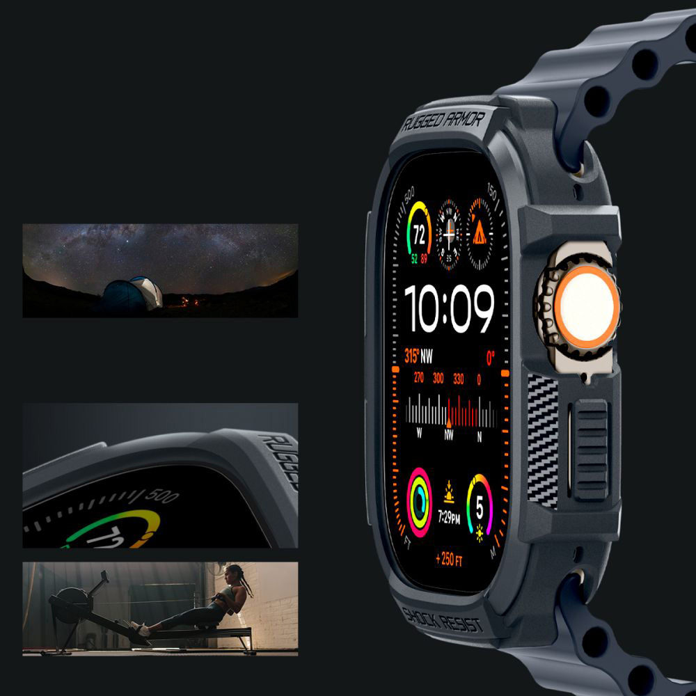 Чохол Spigen Rugged Armor з захисними краями для Apple Watch Ultra 2/1 49 mm, сірий