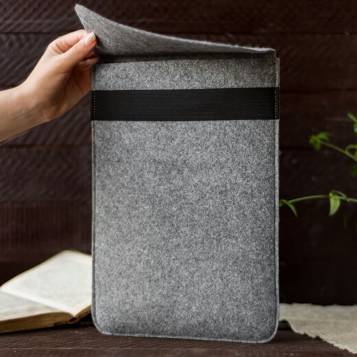 Чехол-карман из войлока с резинкой Gmakin Grey для MacBook Air 13" (2018-2020) | Pro 13" (2016-2020)