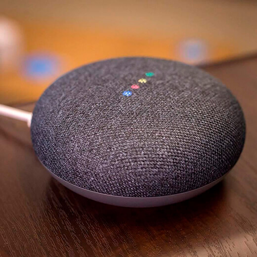 Умная колонка Google Home Mini 2Gen Charcoal кнопки управления и датчики
