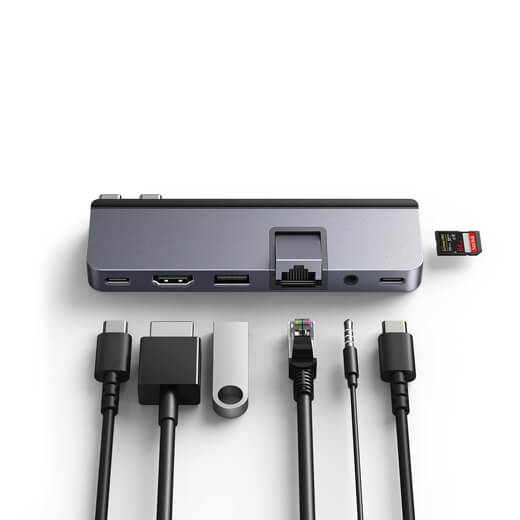 Хаб HyperDrive DUO PRO 7-in-2 USB-C Hub Space Gray для MacBook Pro.