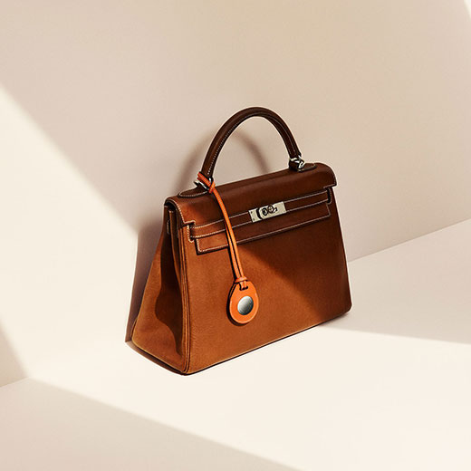 Чехол-петля iLoungeMax Hemes Bag Charm для AirTag Blue Indigo OEM (real leather)