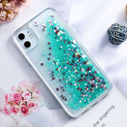 Чехол с жидкими блестками в виде сердечек iLoungeMax Liquid Glitter White для iPhone 13 Pro Max цена
