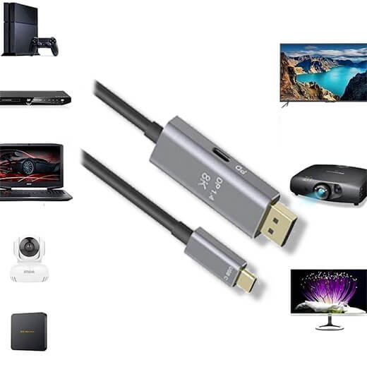 Кабель-переходник для монитора iLoungeMax USB Type-C to DisplayPort 1.4 8K 60Hz with USB-C PD 3м