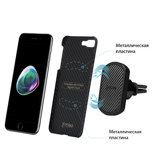 Черный защитный чехол для iPhone 8 Plus/7 Plus Pitaka Aramid Case