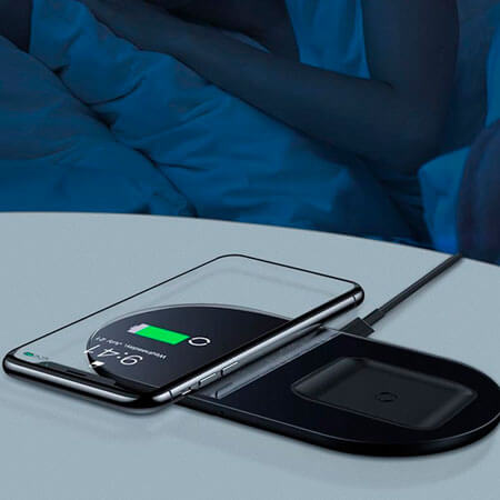Бездротова зарядка для iPhone /AirPods /Samsung Baseus Simple 2-in-1 Pro Edition 