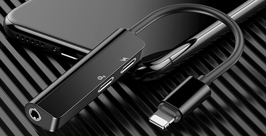 Адаптер для наушников Baseus Audio Adapter L52 Lightning to 3.5mm/2xLightning