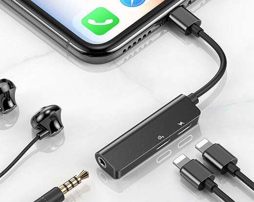 Адаптер для наушников Baseus Audio Adapter L52 Lightning to 3.5mm/2xLightning