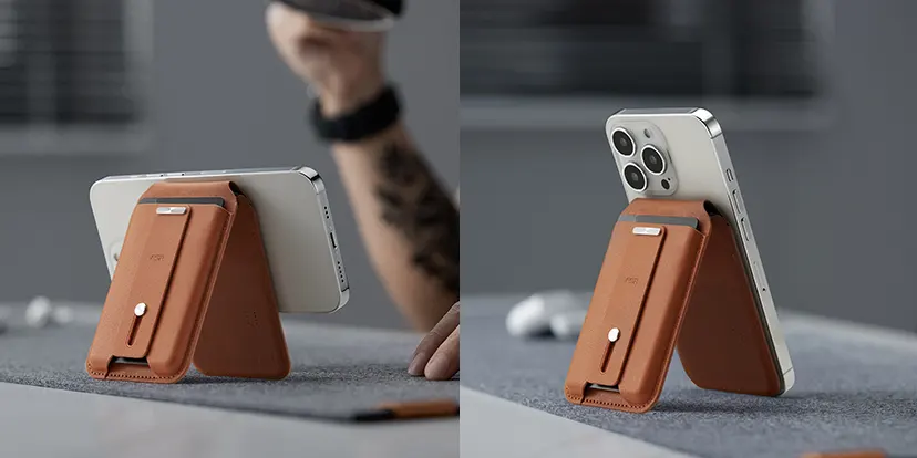 Кожаный чехол-бумажник с подставкой ESR HaloLock Geo Wallet Stand MagSafe Black для iPhone 14 | 13 | 12 цена