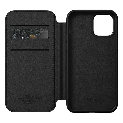 Кожаный чехол-книжка Nomad Rugged Folio Horween Leather Black для iPhone 12 | 12 Pro